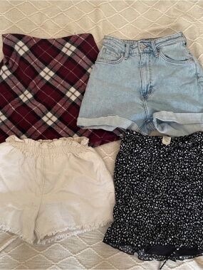 Light Wash Denim High-Waist Shorts - Blue